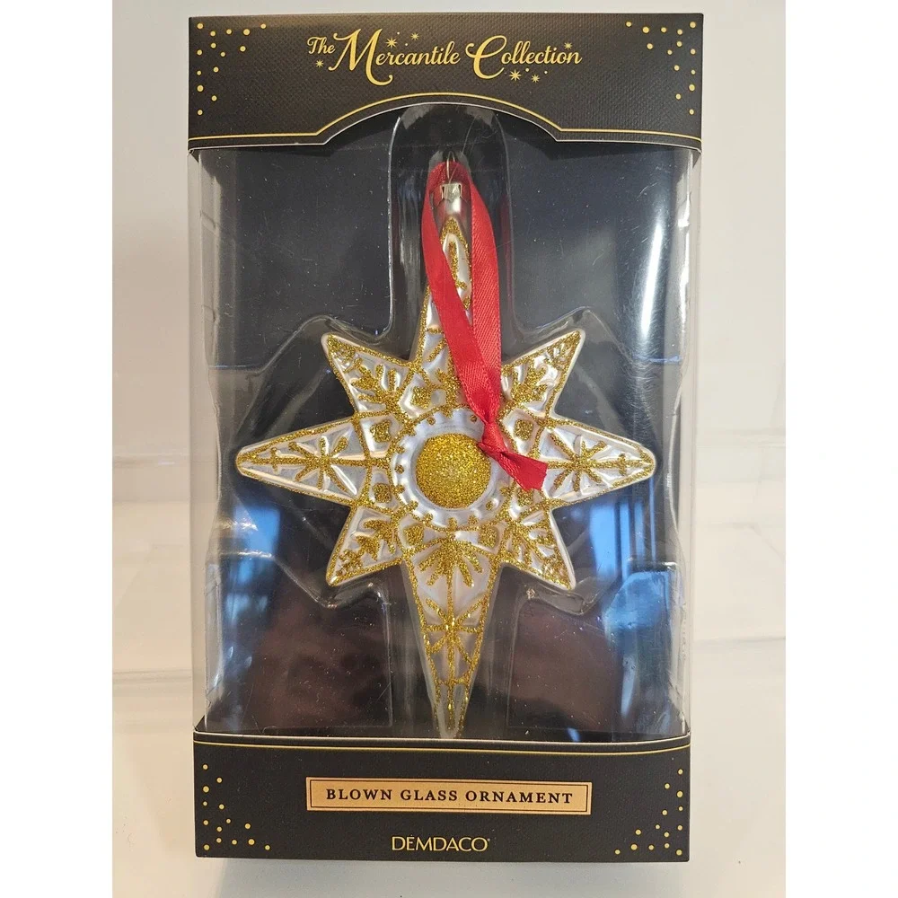 DEMDACO Mercantile Collection Blown Glass‎ Star of Bethlehem Christmas Ornament